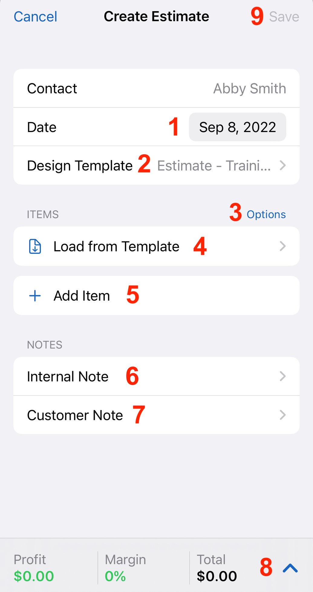 How Do I Create an Estimate on the Mobile App?