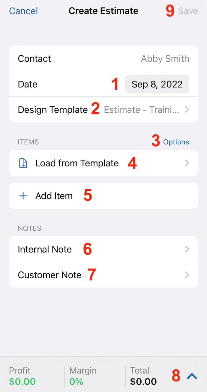 How Do I Create an Estimate on the Mobile App?