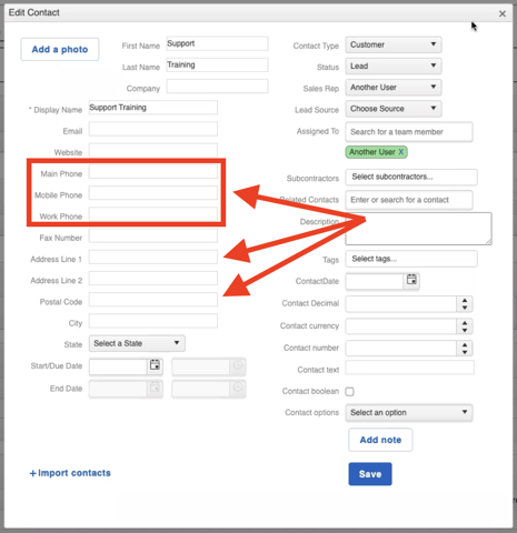 Sunlight Financial - Required Contact Fields