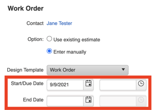 Record Scheduling - Add dates to Work Order