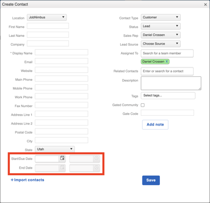 Record Scheduling - How to add a start or end date to a Contact