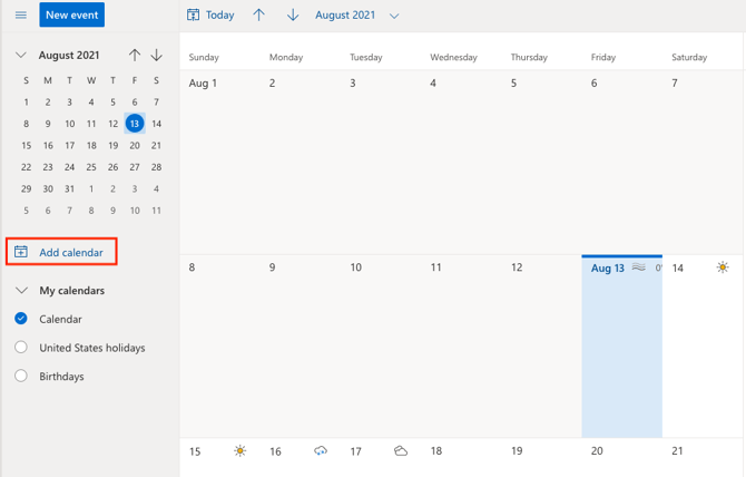 UPDATED Outlook add calendar