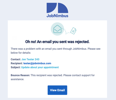 email rejected notification