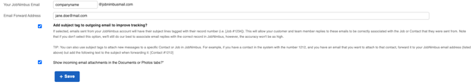 settings email tab