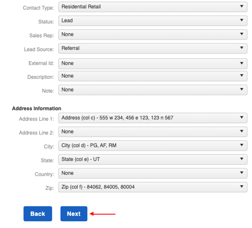 import fields dropdown menus v2