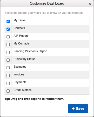 Dashboard - Customize