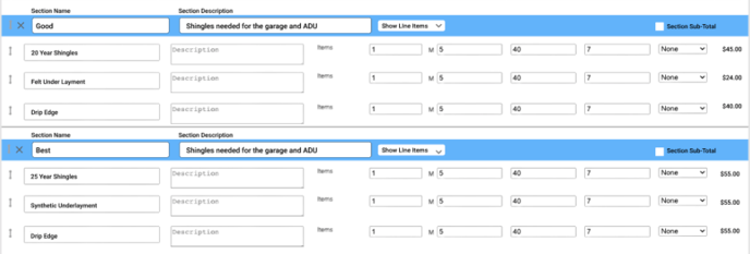 Estimates - How to create Good Better Bestimate - Example