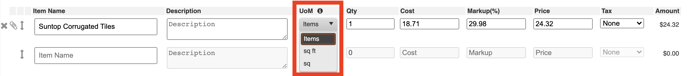 Products - How to choose a variation in an Estimate