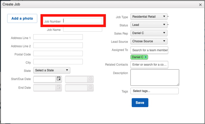 Custom ID - Job Number