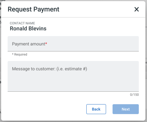 Global Payments - Down Payments - Type Requested amount
