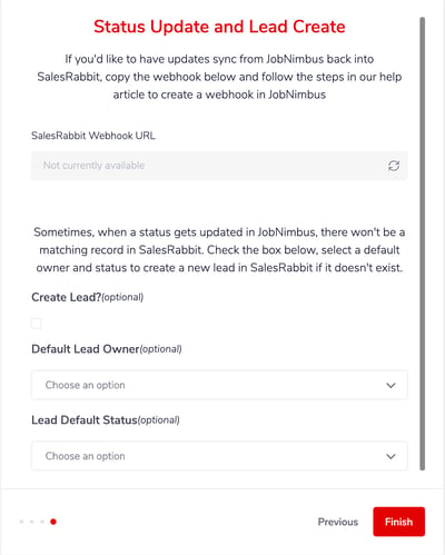 SalesRabbit Integration - Setting up integration - Status Update