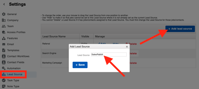 SalesRabbit - Lead Source