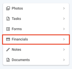 Mobile App - Android - Financials - File Menu