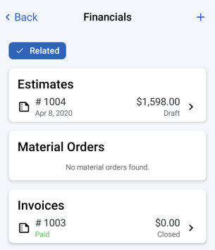 Mobile App - Android - Financials Overview