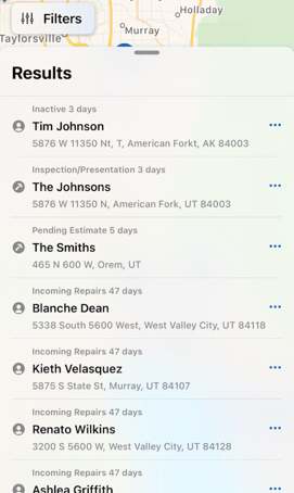 Mobile App - Contacts - Contact map results