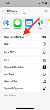 Mobile - Save file to JobNimbus
