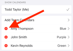 Mobile App - Apple - Calendar Options - Remove Calendar