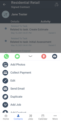 Mobile App - Contact Action Menu-1