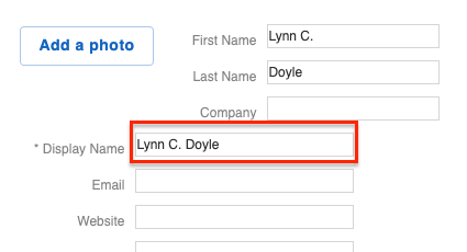 QuickBooks - Display Name - Create Contact