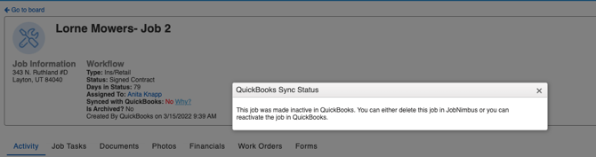 QB - Contact not syncing - Inactive Sync Status
