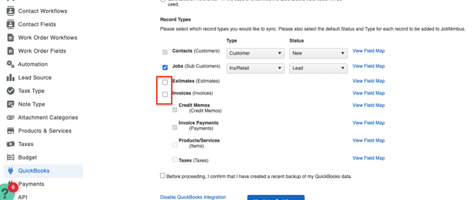 QB - Estimate Not Syncing - Estimates not set up
