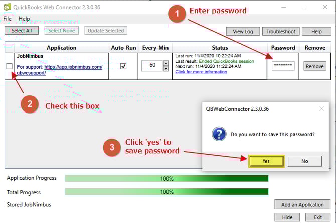 QuickBooks Desktop - Readd QBWC - Paste Password