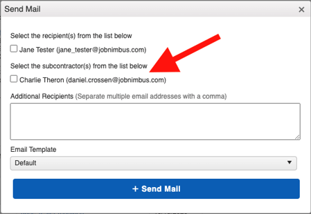 Subcontractor - Email Work Order Window