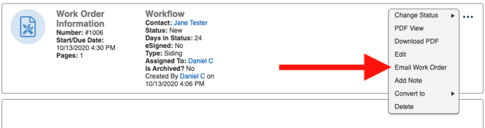 Subcontractor - Email Work Order