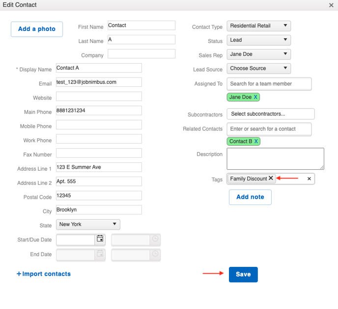 arrow to X - deleting tags