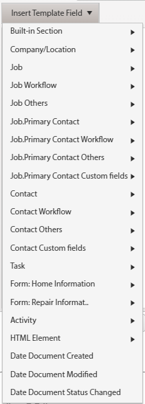 Document Template Template Fields