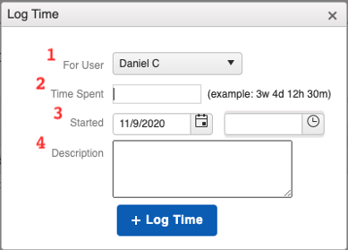 Time Tracking - Log Task Window