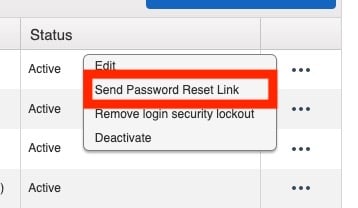 How to send a Team Member a password reset link