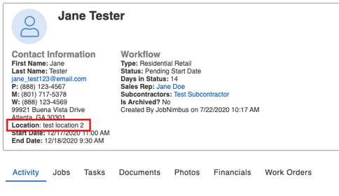 contact location selection location based products TS