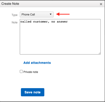 note type activity automation
