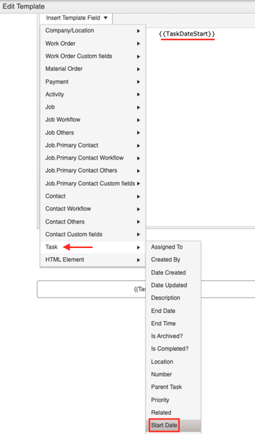task specific temp field email temp