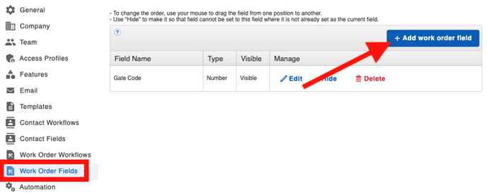 Work Orders - Add Field