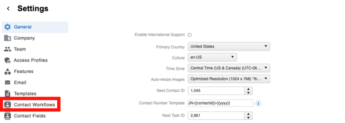 Workflows - Menu Contact Workflow