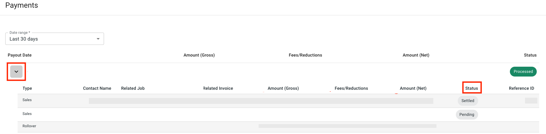 What do the Statuses Under the Payments Tab Mean?